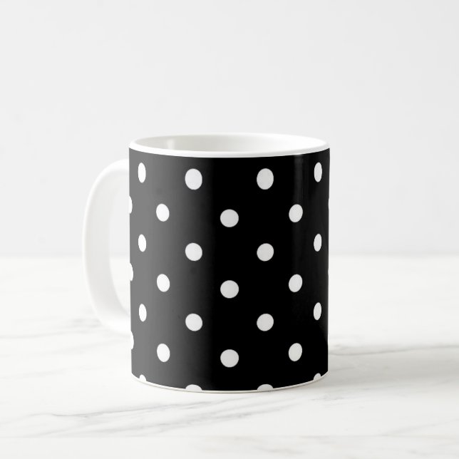 B&W-polkadoter Kaffemugg (Framsida vänster)