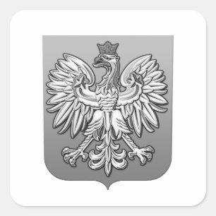 B/W polska Eagle Shield Fyrkantigt Klistermärke