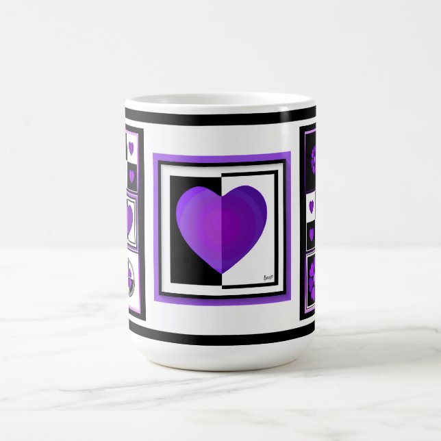 B&W Purple Hearts Slår Kaffemugg (Center)