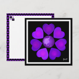 B&W Purple Hearts Slår Kort