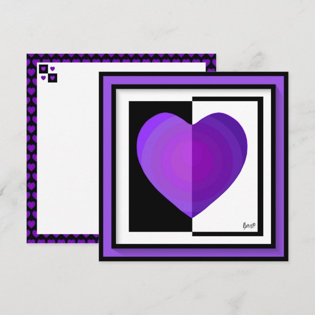 B&W Purple Hearts slår Kort (Fram/baksida)