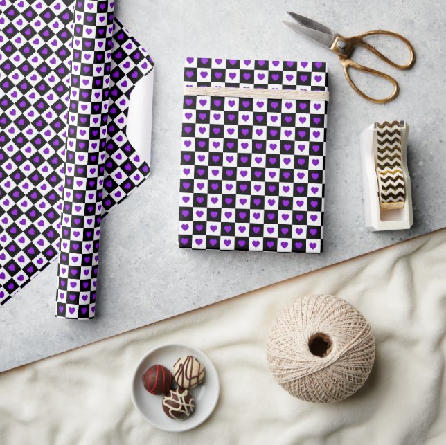 B&W Purple Hearts Slår Presentpapper (Hantverk)