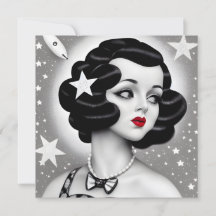 B&W Retro Art Deco Space-flickkort