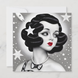 B&W Retro Art Deco Space-flickkort