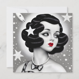 B&W Retro Art Deco Space-flickkort