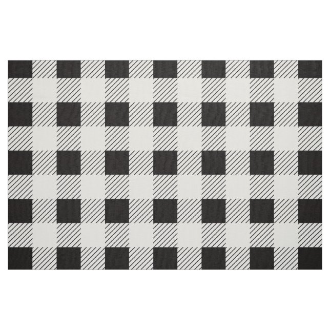 B&W Retro Rutigt Mönster Tyg (Fat Quarter)
