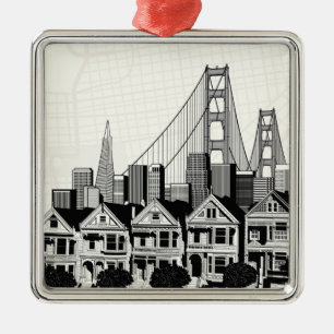 B&W San Francisco Kalifornien Julgransprydnad Metall