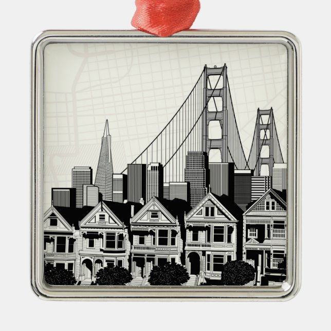 B&W San Francisco Kalifornien Julgransprydnad Metall (Framsidan)