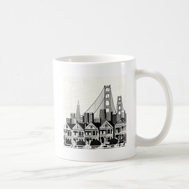 B&W San Francisco Kalifornien Kaffemugg (Höger)