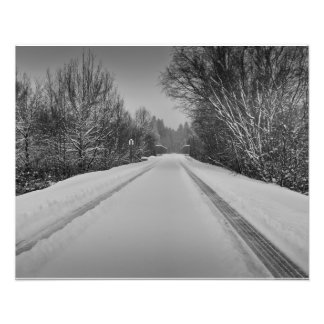 B/W snöspår Fototryck