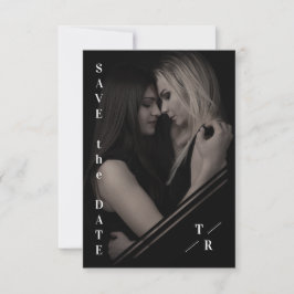 B&W Sophisticated Photo Couple Lesbian Gay Wedding Spara Datumet