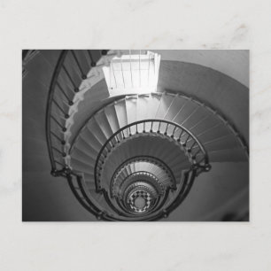 B&W spiral fyr i trapphus Vykort