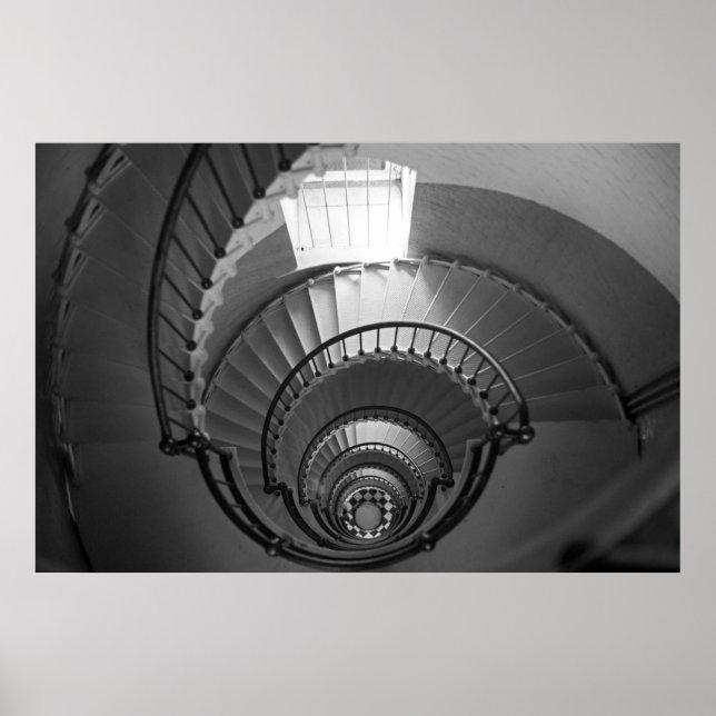 B&W spiral-trapphus Poster (Framsidan)