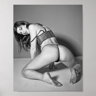 B&W Steaming Hett BeSnye Babe Lingerie-modell Poster