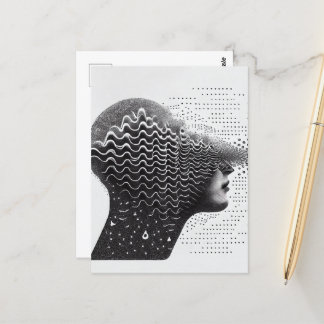 B&W Surreal optical Illusion Womans Ansikte-kort Vykort