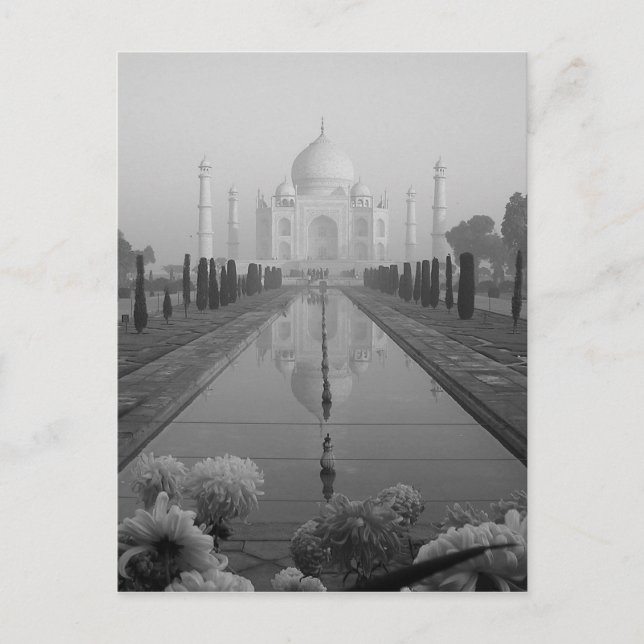 B&W Taj Mahal Vykort (Framsida)
