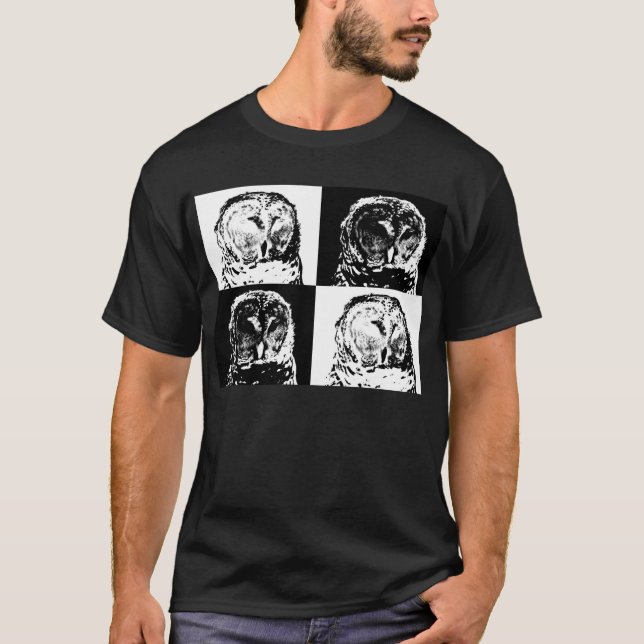 B/W-ugglestrandad nattskata Pop Art T-Shirt (Framsida)