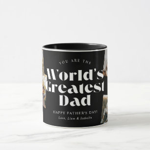 B & W Världens bästa pappa 6 fotokollage Mugg