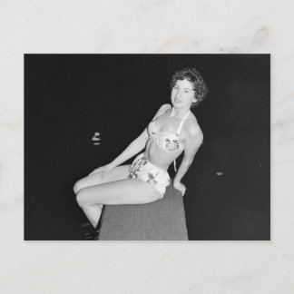 B&W-Vintage Fäst upp flickfoto-vykort Vykort