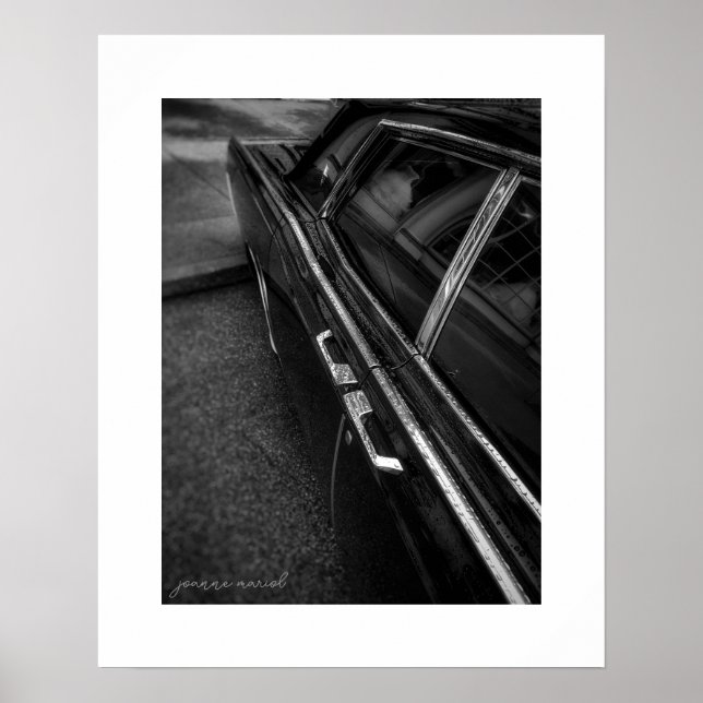 B&W Vintage Lincoln Continental Affischtryck Poster (Framsidan)
