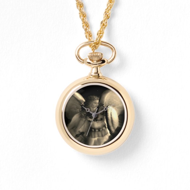 B&W-Vintage Saint Michael Angel Armbandsur (Framsida)