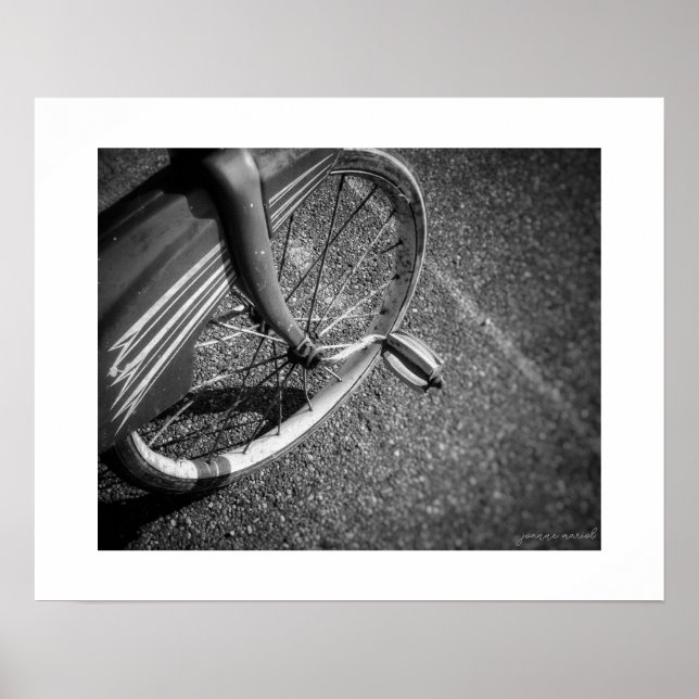 B&W Vintage Trehjuling Postertryck Poster (Framsidan)