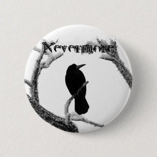 B&W-vinter korpsvarta Edgar Allan Poe Nevermore Knapp