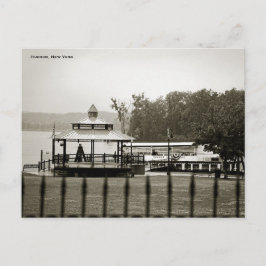B&W vykort för Waterfront Park, Hudson, New York