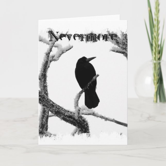 B&W Winter Raven Edgar Allan Poe Ickmore Kort (Framsida)
