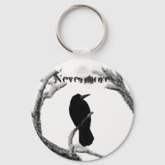 B&W Winter Raven Edgar Allan Poe Ickmore Nyckelring