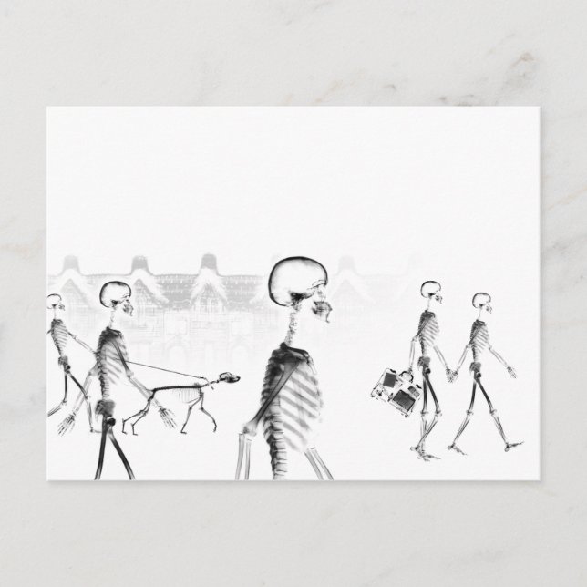 B&W X-Ray Skeleton City Scene Vykort (Framsida)