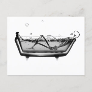 B&W X-Ray Skeleton i Bath Tub Vykort