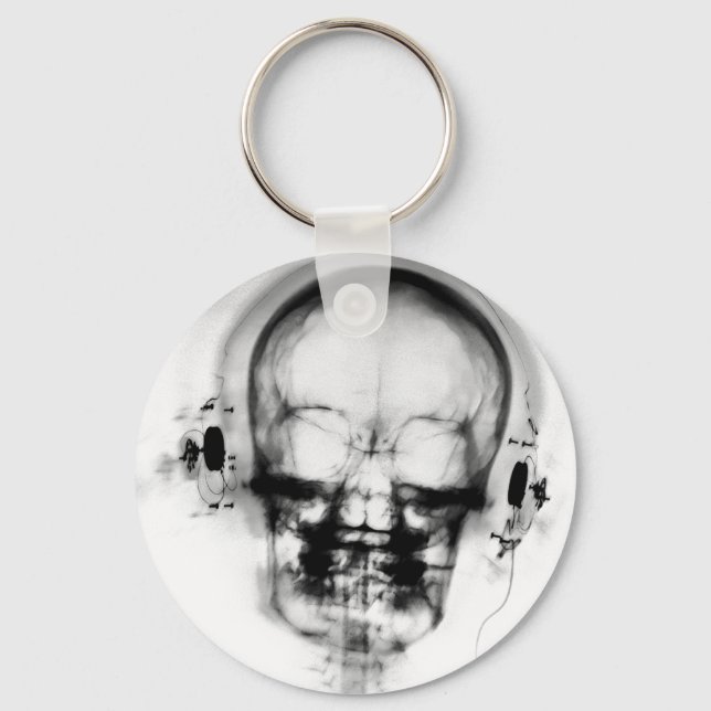 B&W X-Ray Skeleton Music Skull-hörlurar Nyckelring (Framsida)