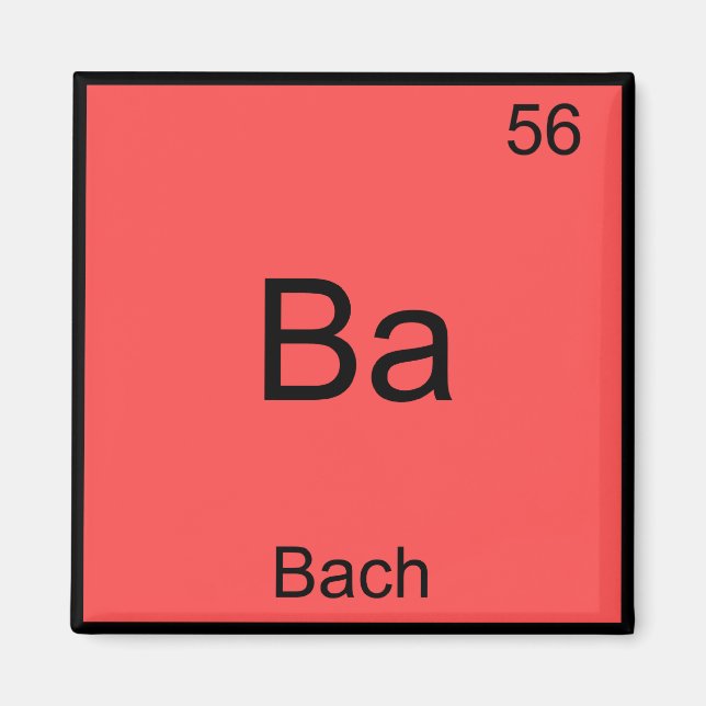 Ba - Bach Rolig T-Shirt med Kemiskt Elementsymbol Magnet (Framsidan)