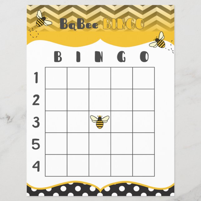 Ba-Bee Baby Shower Bingo Game Print Outs Reklamblad (Framsidan)