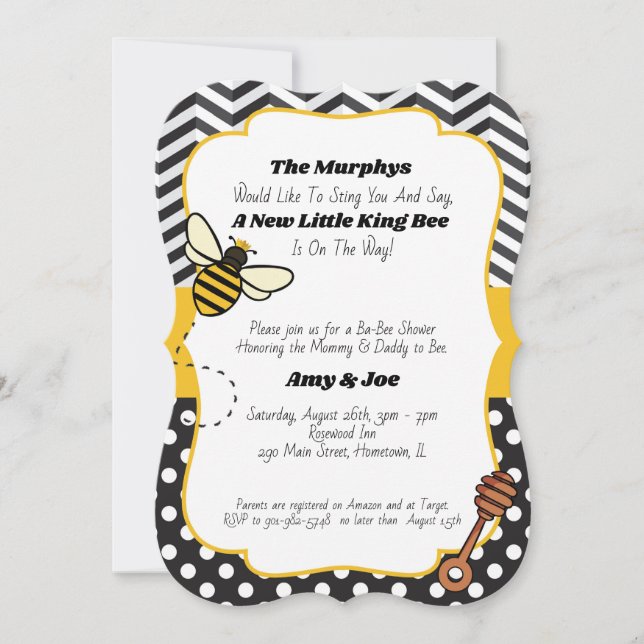 Ba-Bee-babyinställarens inbjudan | Kung/Queen Bee (Framsida)