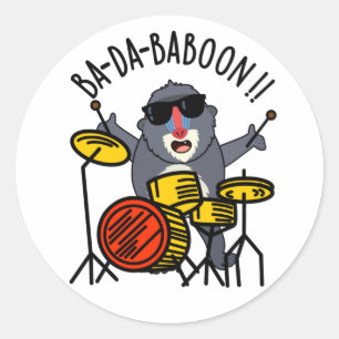 Ba-da-ba-boon Funny Baboon Pun Runt Klistermärke