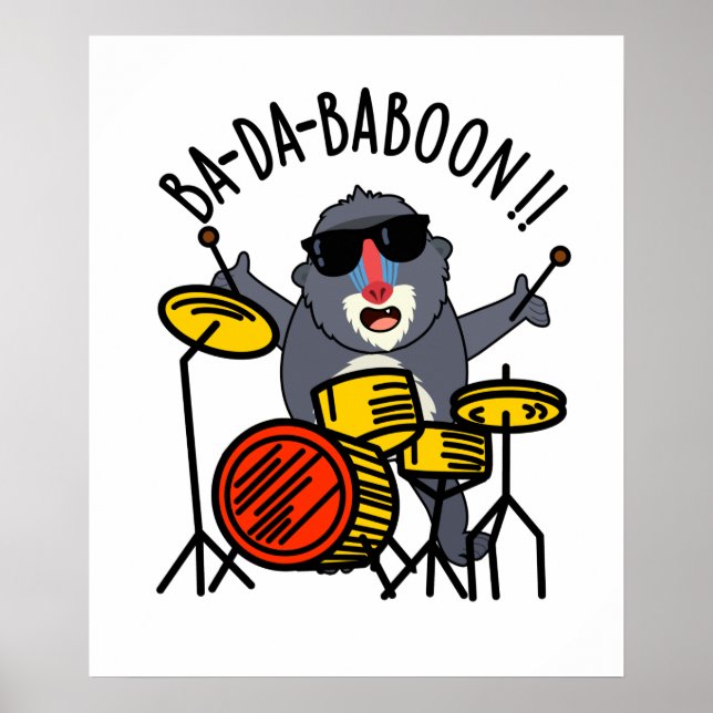 Ba-da-ba-boon Funny Monkey Baboon Pun Poster (Framsidan)