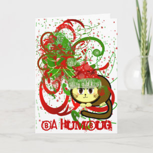 Ba Humbug Cat Paint Splat Helgkort