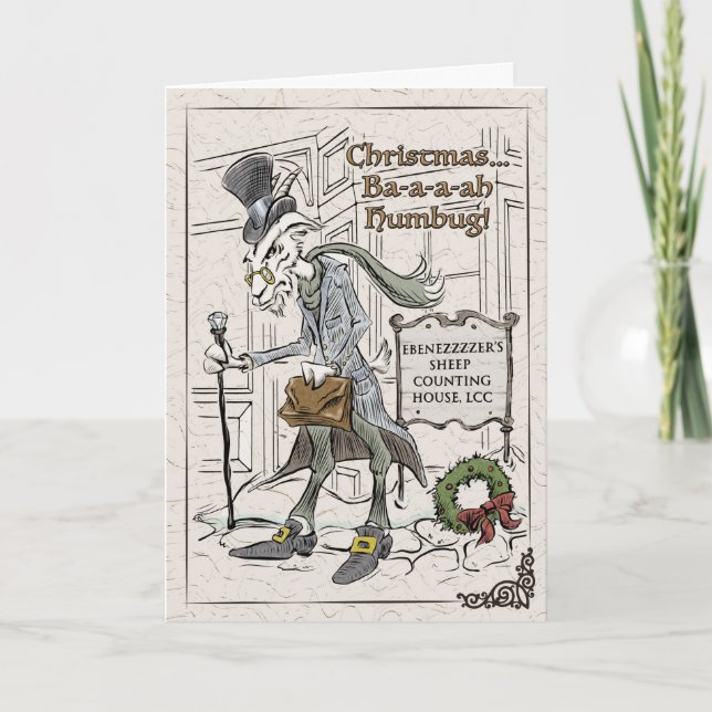 Baa-aa Humbug Punny Julafton-mappat Helgdag-kort Helgkort (Framsida)