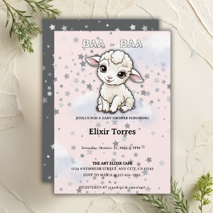Baa-baa A Little Lamb Stars Baby Shower Inbjudningar