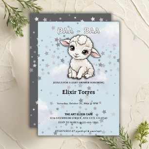 Baa-baa A Little Lamb Stars Baby Shower Inbjudningar