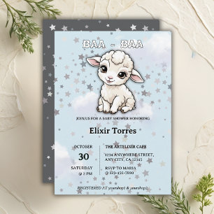 Baa-baa A Little Lamb Stars Baby Shower Inbjudningar