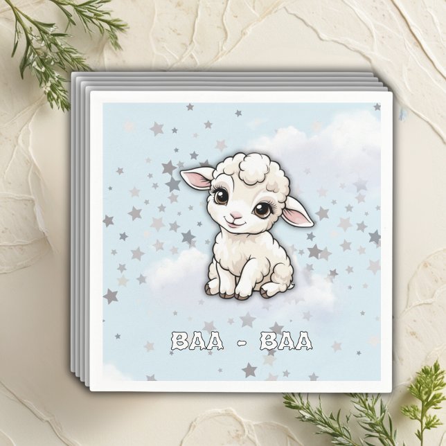 Baa-baa A Little Lamb Stars Baby Shower Pappersservett (Skapare uppladdad)