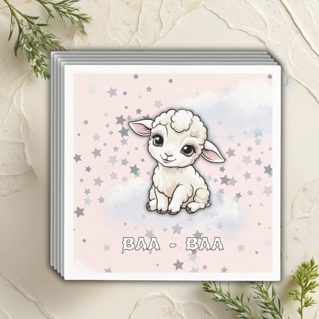 Baa-baa A Little Lamb Stars Baby Shower Pappersservett (Skapare uppladdad)