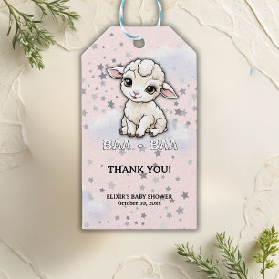 Baa-baa A Little Lamb Stars Baby Shower Presentetikett