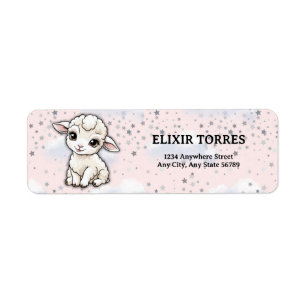 Baa-baa A Little Lamb Stars Baby Shower Returadress Etikett