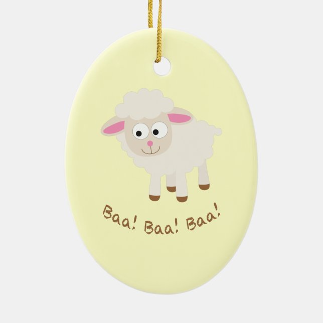 Baa! Baa! Baa! Cute Little Lamb Julgransprydnad Keramik (Baksidan)