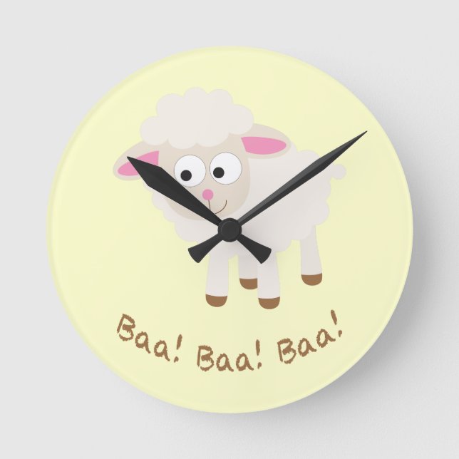 Baa! Baa! Baa! Cute Little Lamb Rund Klocka (Framsida)