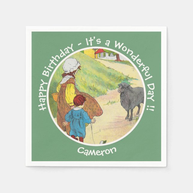 Baa, Baa, Black Sheep Födelsedagsfest Collection Pappersservett (Framsidan)